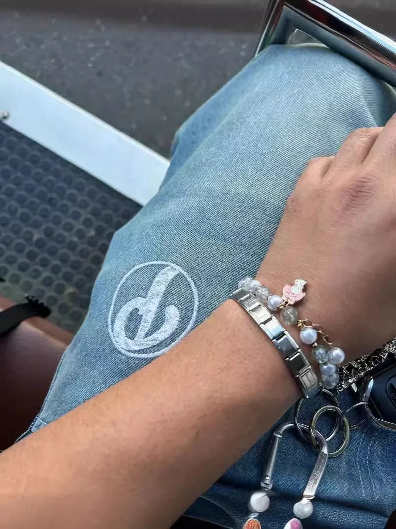 Brownm Clothes, Jeans, Y2K Pants, Hip-Hop Letters, Baggy Jeans, Men's Fashion. 413-0