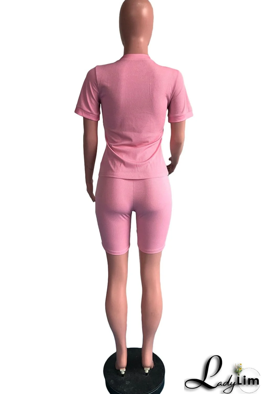 Black Fashion Casual Solid Basic O Neck Short Sleeve Two Pieces