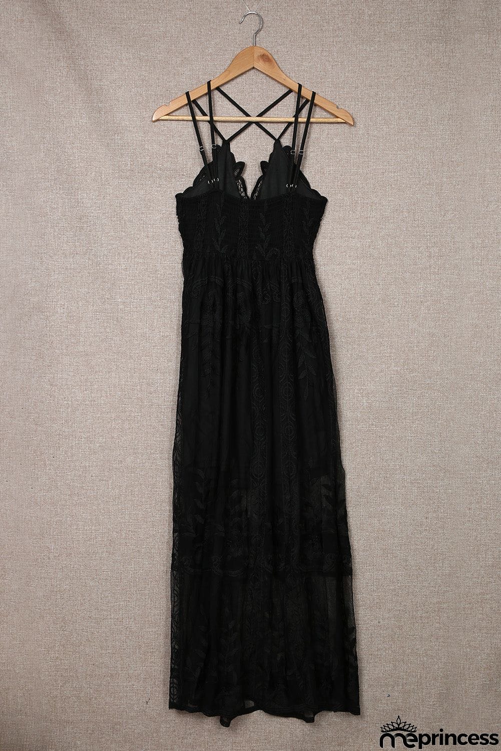 Lace Crisscross Backless Maxi Dress