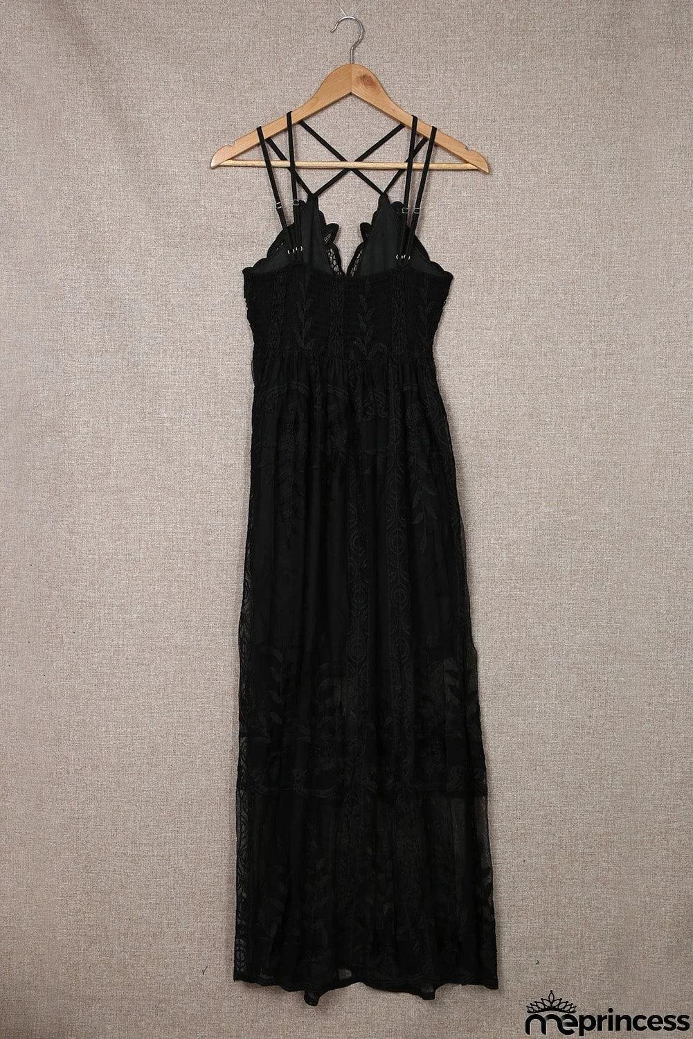 Lace Crisscross Backless Maxi Dress