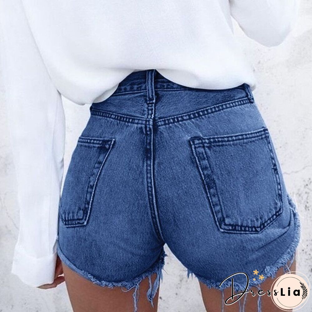 Summer Womens Fashion Hot Style Bodycon Ripped Denim Short Slim Fit Jean Short Pant