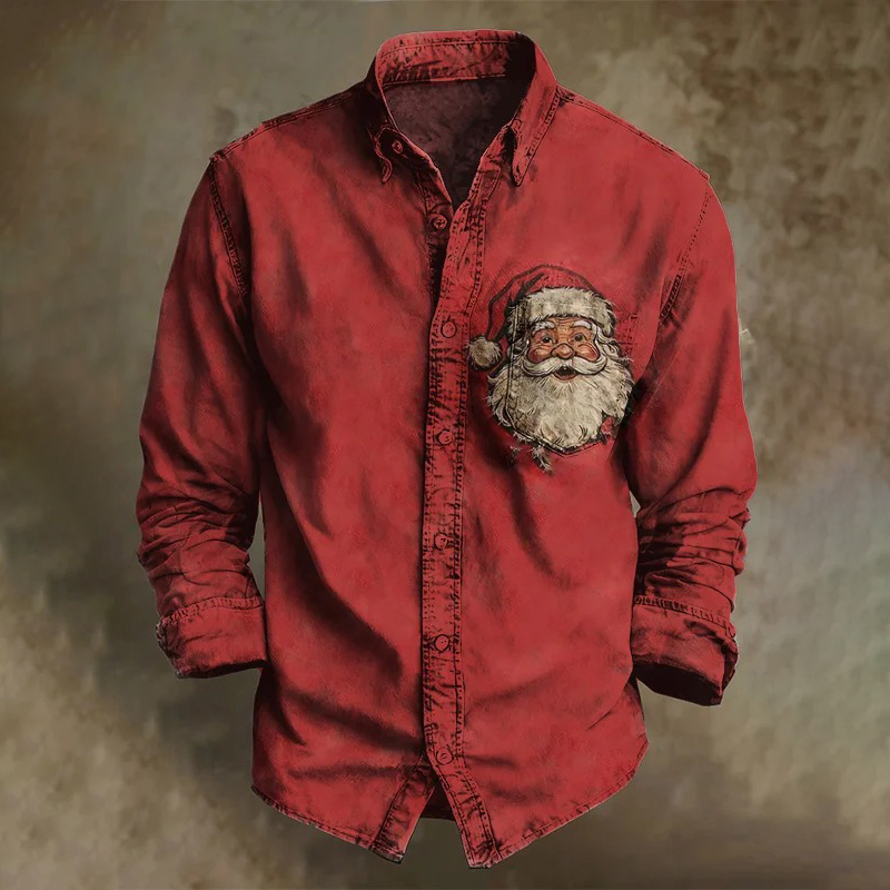 Men's Santa Claus Pattern Casual Shirt elevenforest