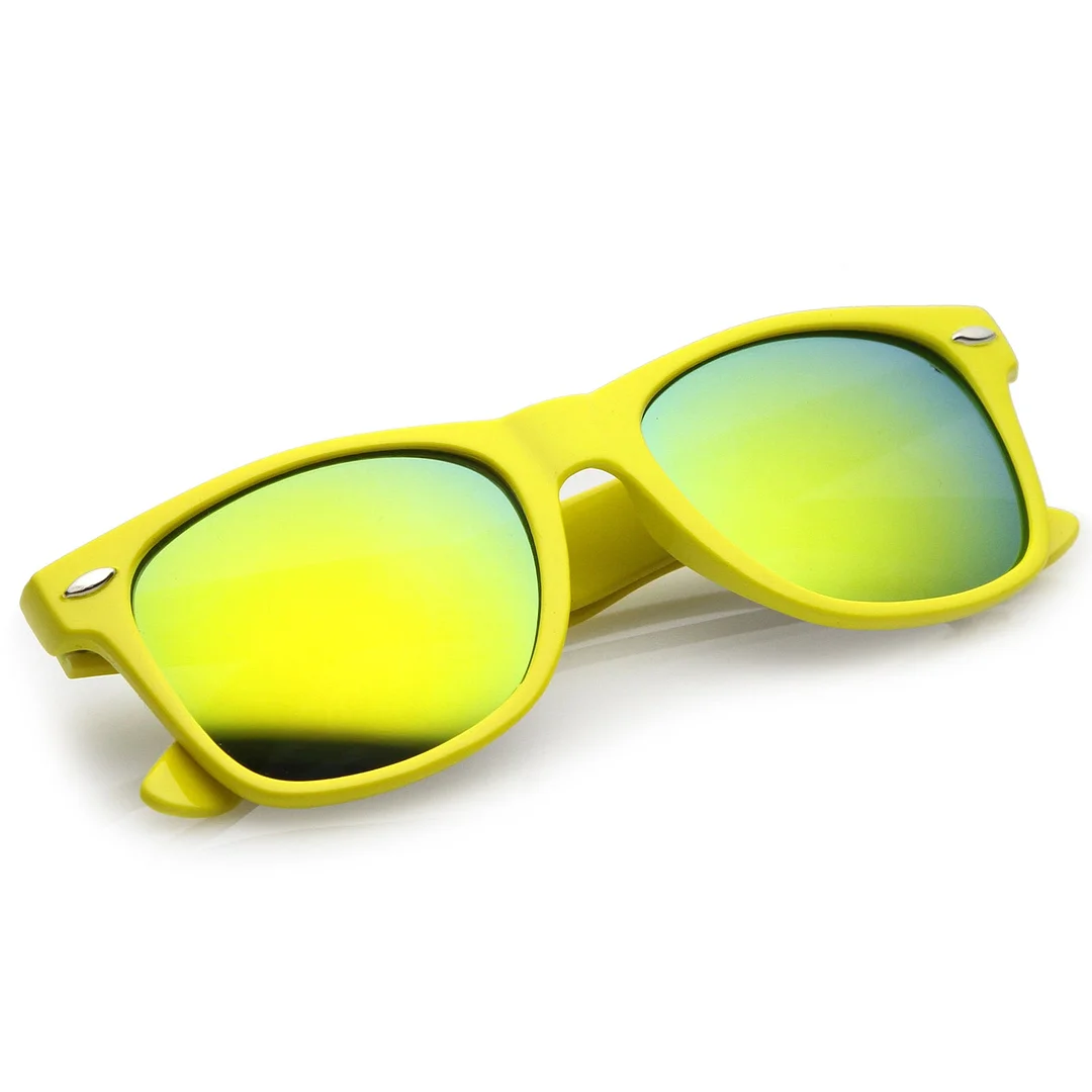 Retro Large Square Colored Mirror Lens Horn Rimmed glasses 55mm