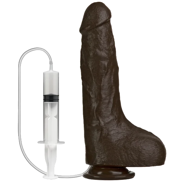 Squirting Realistic Cock 9.2 Inch Ejaculating Suction Cup Dildo - Black