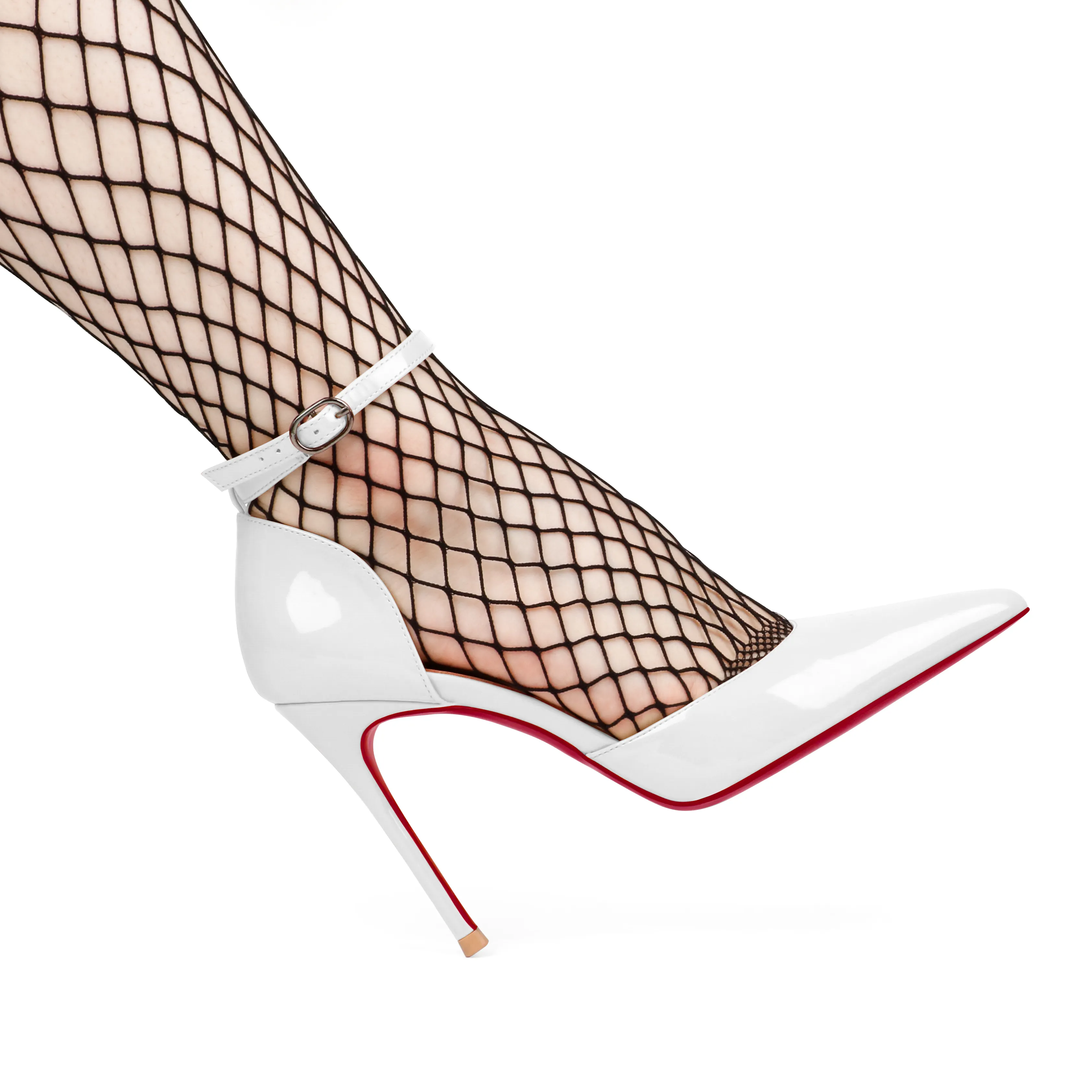 100mm Women&rsquo;s High Heels Ankle Strap Pointed Toe Heel Dress Wedding Party Pumps Red Bottom Sandals