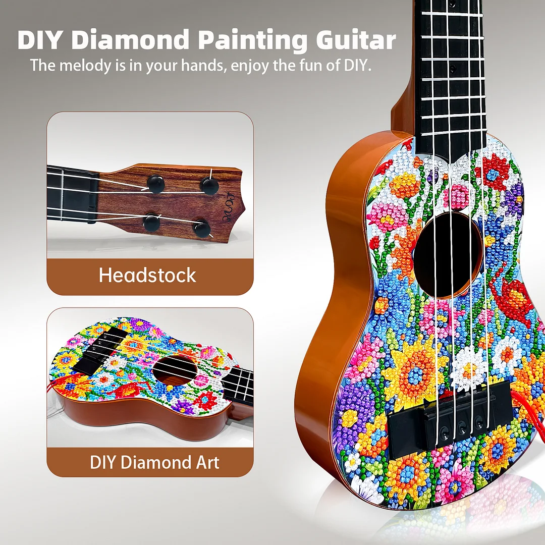 DIY Wooden Guitar Diamond Art Ornament Unique Gifts for Musicians (Garden)
