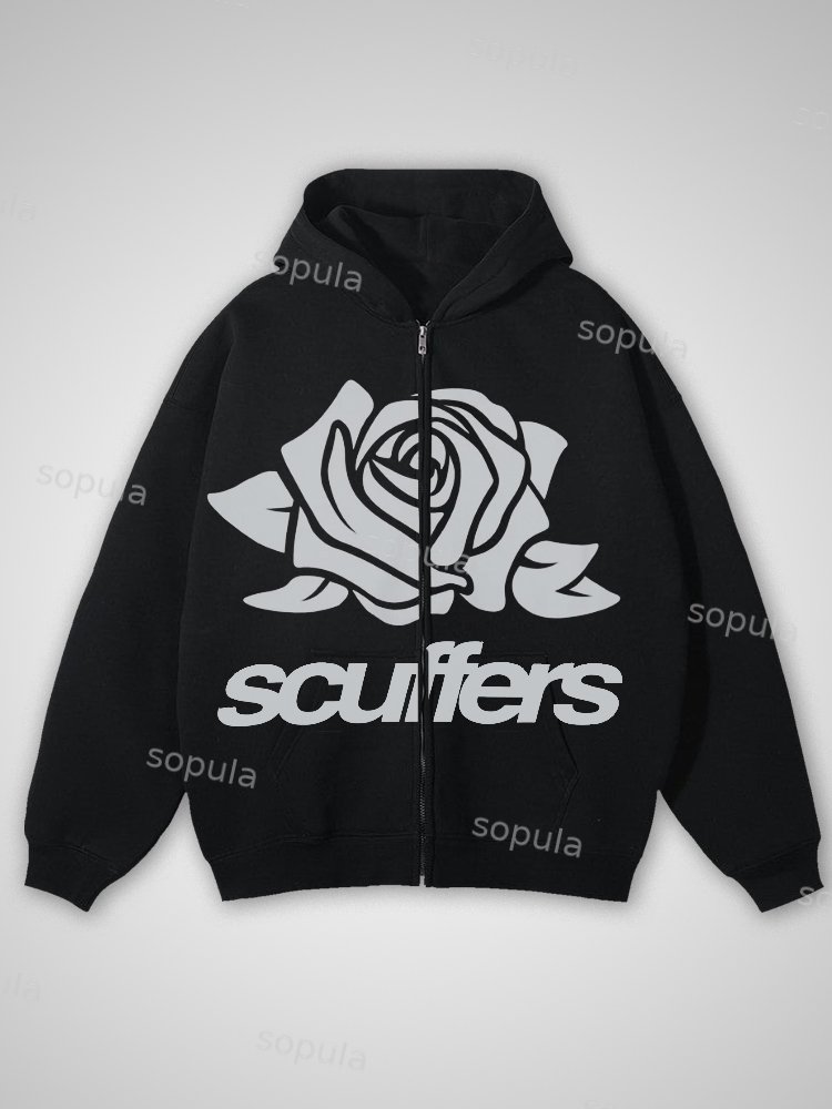 Scuffer Versatile Rose Zip-up Hoodies - SOPULA