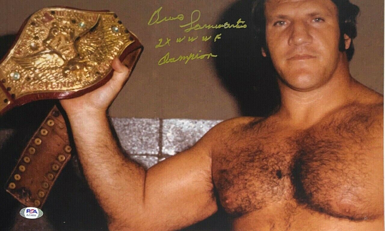 WWE BRUNO SAMMARTINO HAND SIGNED AUTOGRAPHED 11X17 Photo Poster painting WITH PSA DNA COA 2 RARE