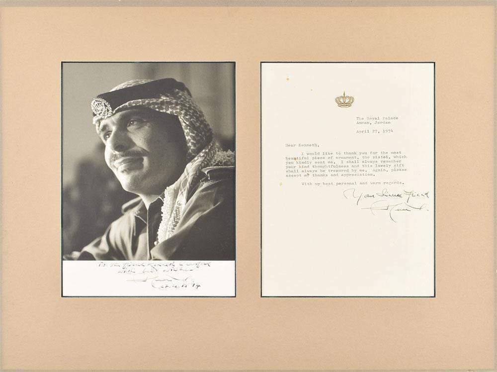 King Hussein of Jordan bin Talal autographs, signed vintage Photo Poster painting & typed lette