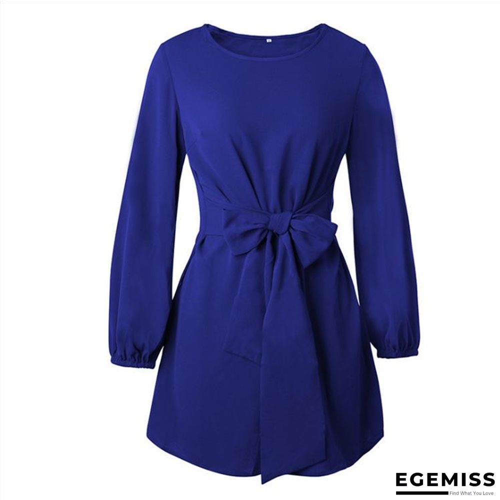 Solid Color Plus Size Loose Simple Dress Belt Temperament Women's Wear | EGEMISS