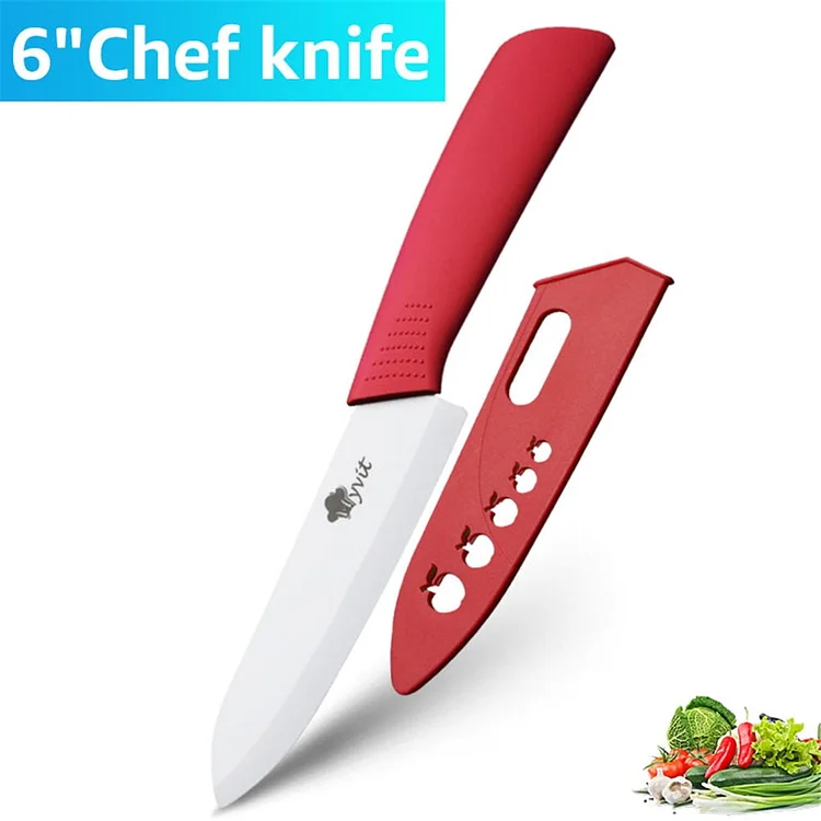 Ceramic Knife 6 Inch Kitchen Knife Rust-proof Vegetable Knife with Blade Cover and Soft Grip Handle