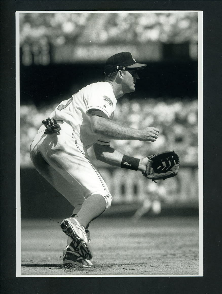 Jim Thome circa 1990's Press Original Photo Poster painting fielding Cleveland Indians