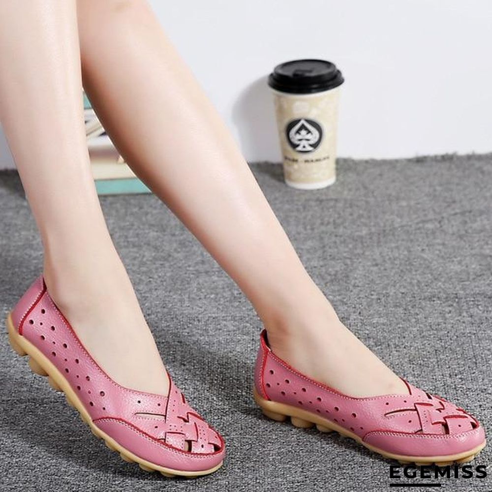 Comfort Genuine Leather Flat Shoes Woman Loafers Ballet Shoes | EGEMISS