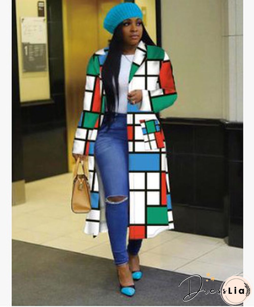 Plaid Print Full Sleeve High Street Long Coat