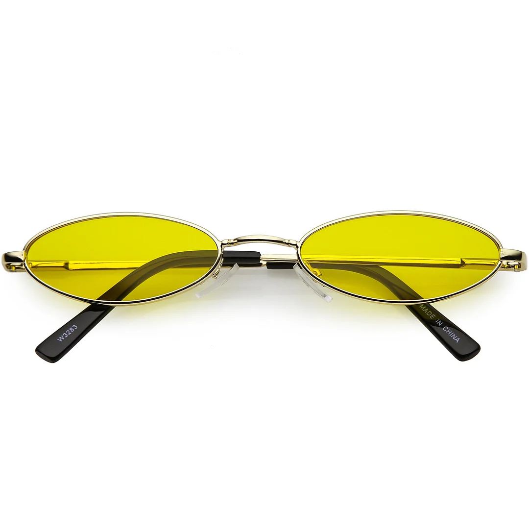 Retro Small Oval glasses Slim Arms Color Tinted Flat Lens 51mm
