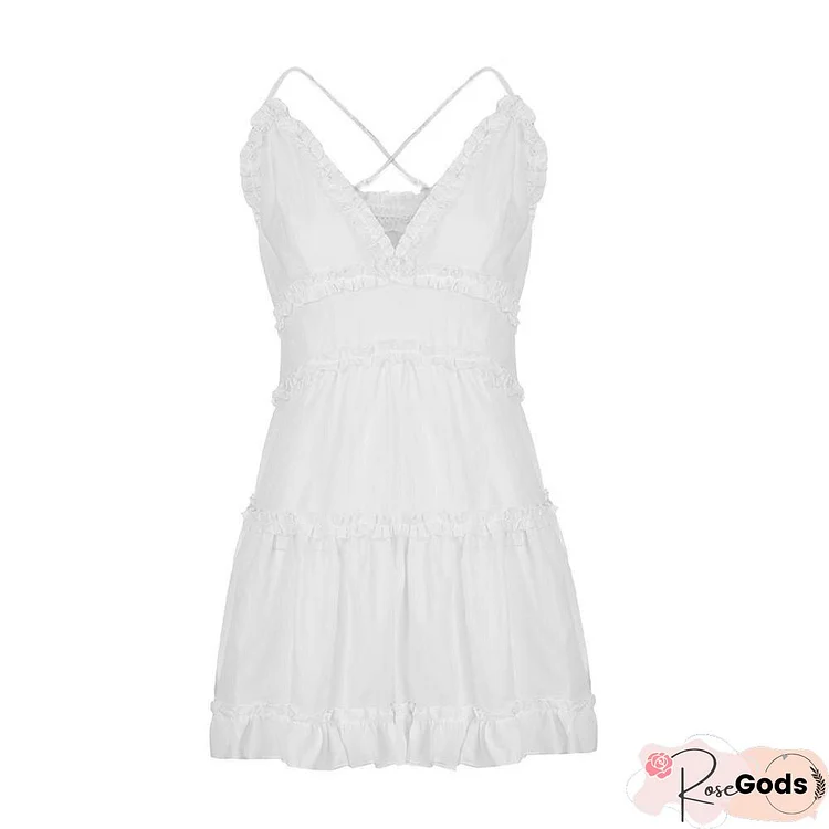 Summer Pure Sheath Slip Dress Sundress Mini Beach Dress White Dress