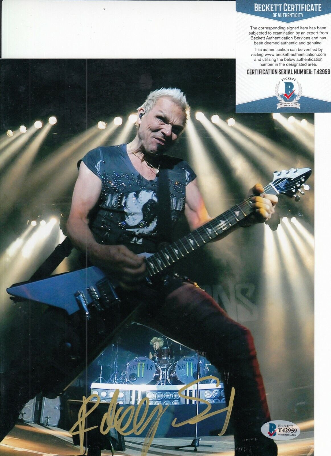 RUDOLF SCHENKER signed (SCORPIONS) Rock You Like a Hurricane 8X10 BECKETT T42959