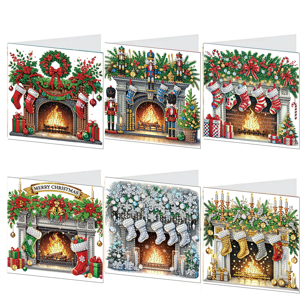 6PCS DIY Diamond Art Greeting Cards Xmas Designs for Celebrations Gift (h036)