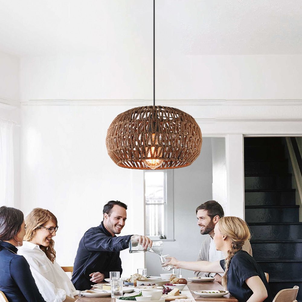 Rustic Rope Cage Pendant Light Lamp Shade For Dining Room