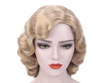 1920s Vintage Porn Animal - 1920s classic water wave wig Wigs for white women Pretty woman costume wig  Blonde cosplay wig for opera Vintage hairstyle for women