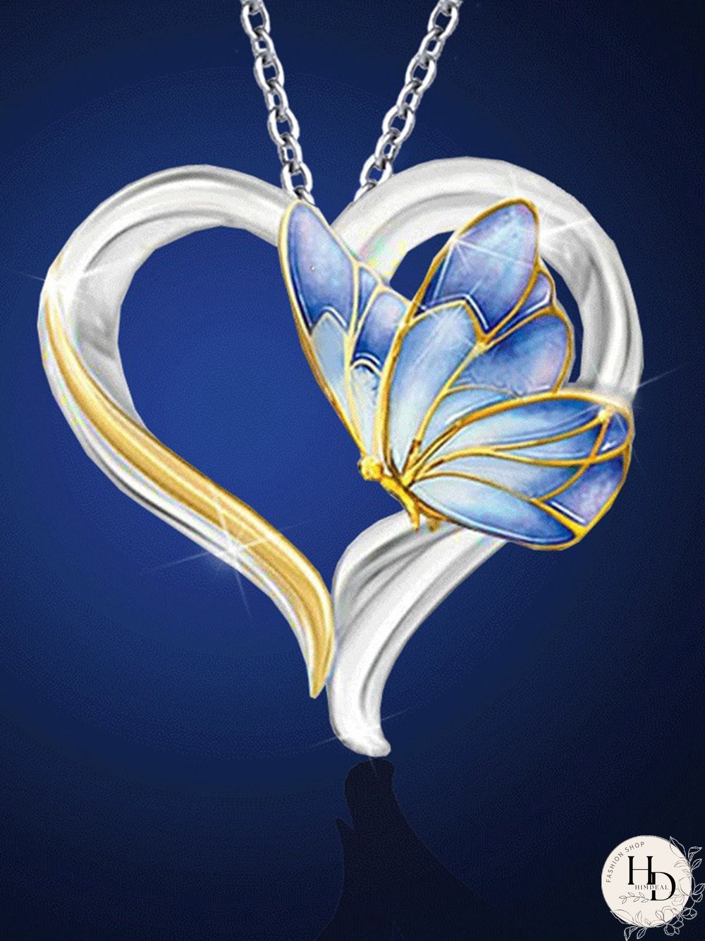 Blue/Red Heart Butterfly Necklace Dress Pendant