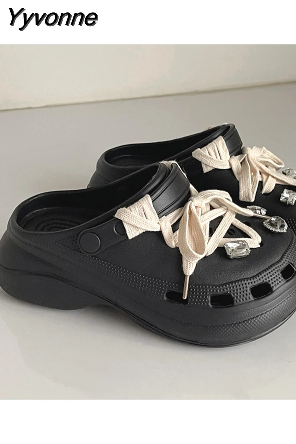 Yyvonne NEW punk metal rivets Sandals Women Slippers Platform Sandals Outdoor Clogs Thick Street Beach Slippers Flip Flops Garden Shoes 715-1