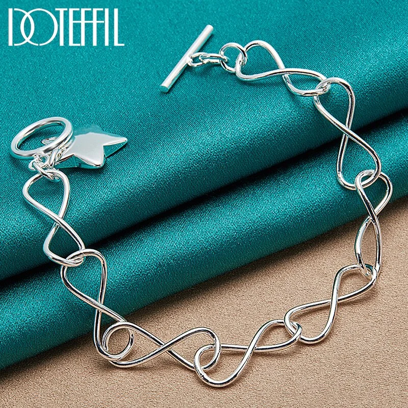 925 Sterling Silver Star Pendant Bracelet Intersect Chain For Woman Jewelry