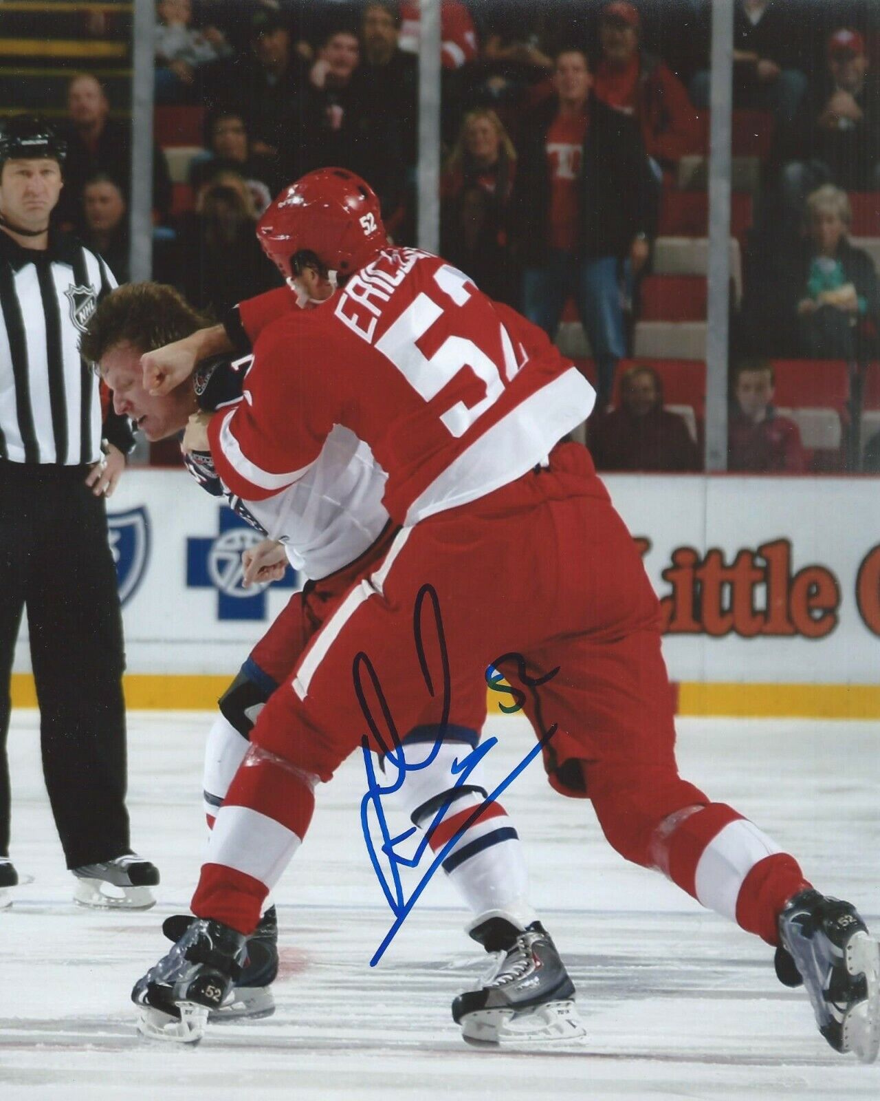 Jonathan Ericsson Signed 8x10 Fight Photo Poster painting Detroit Red Wings Autographed COA