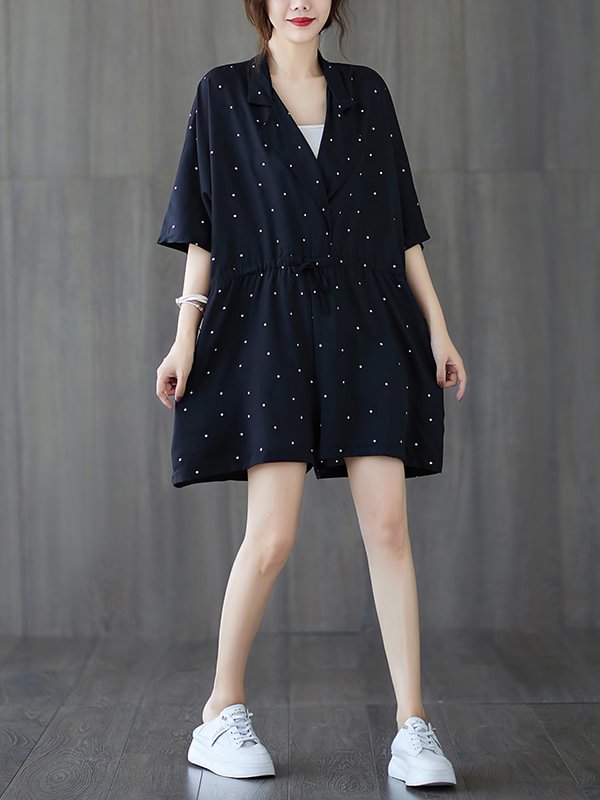 Original Polka-Dot Short Sleeve V-Neck Rompers