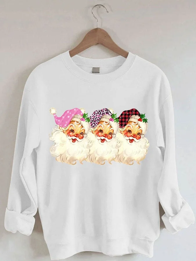 Fashion Santa Print Long Sleeve Sweatshirt-mysite