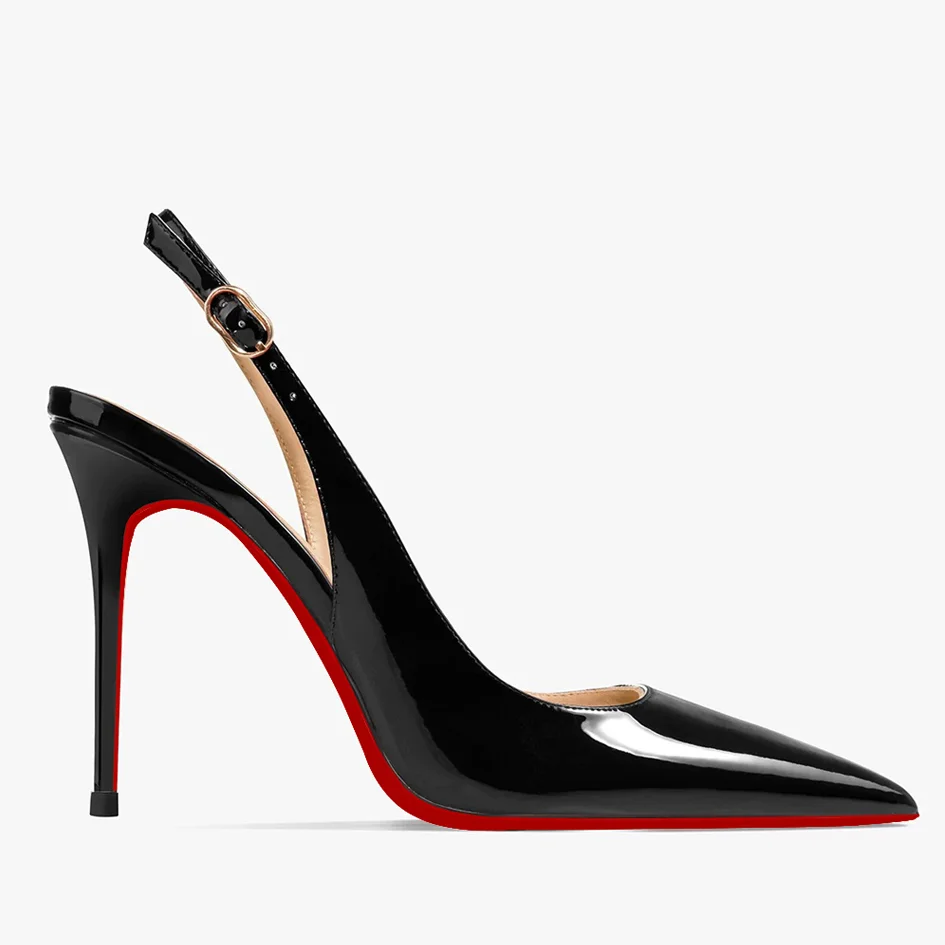 120mm/100mm Women's Sandals Pointed Toe Slingback Red Bottom Heels-MERUMOTE