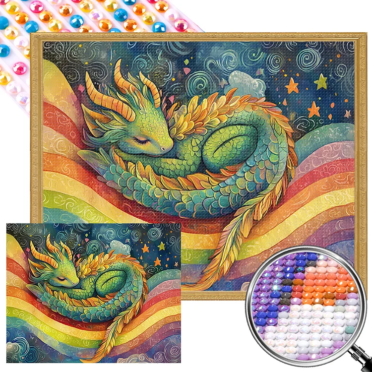 Dragon On The Rainbow 50*40CM (Canvas) AB Full Round Drill Diamond Painting gbfke
