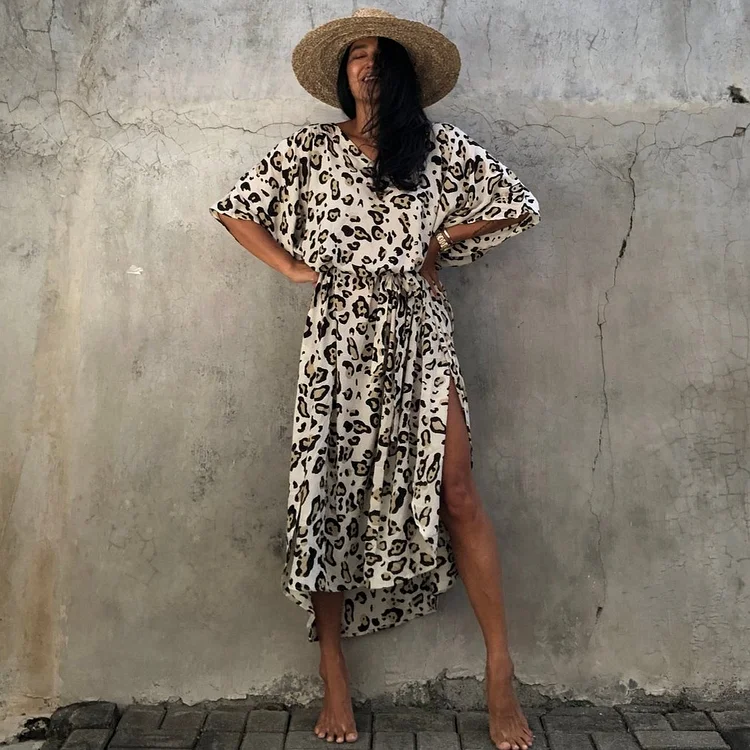 Leopard Point Turkish Robe Resort Dress P5557887611