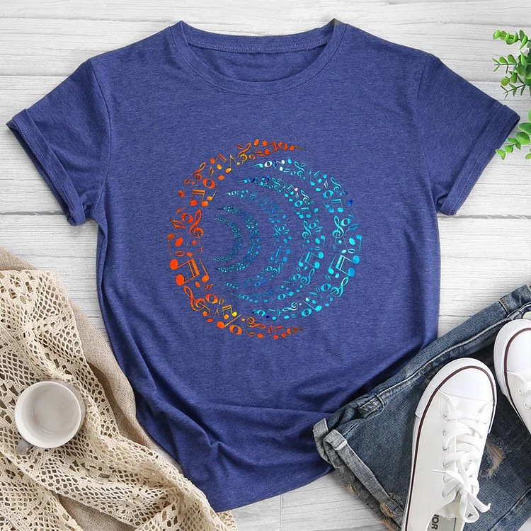 Music Moon Round Neck T-shirt