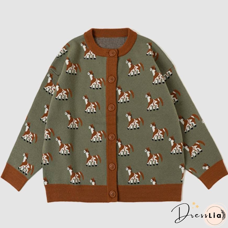 Cute Dog Pattern Cardigan Sweater
