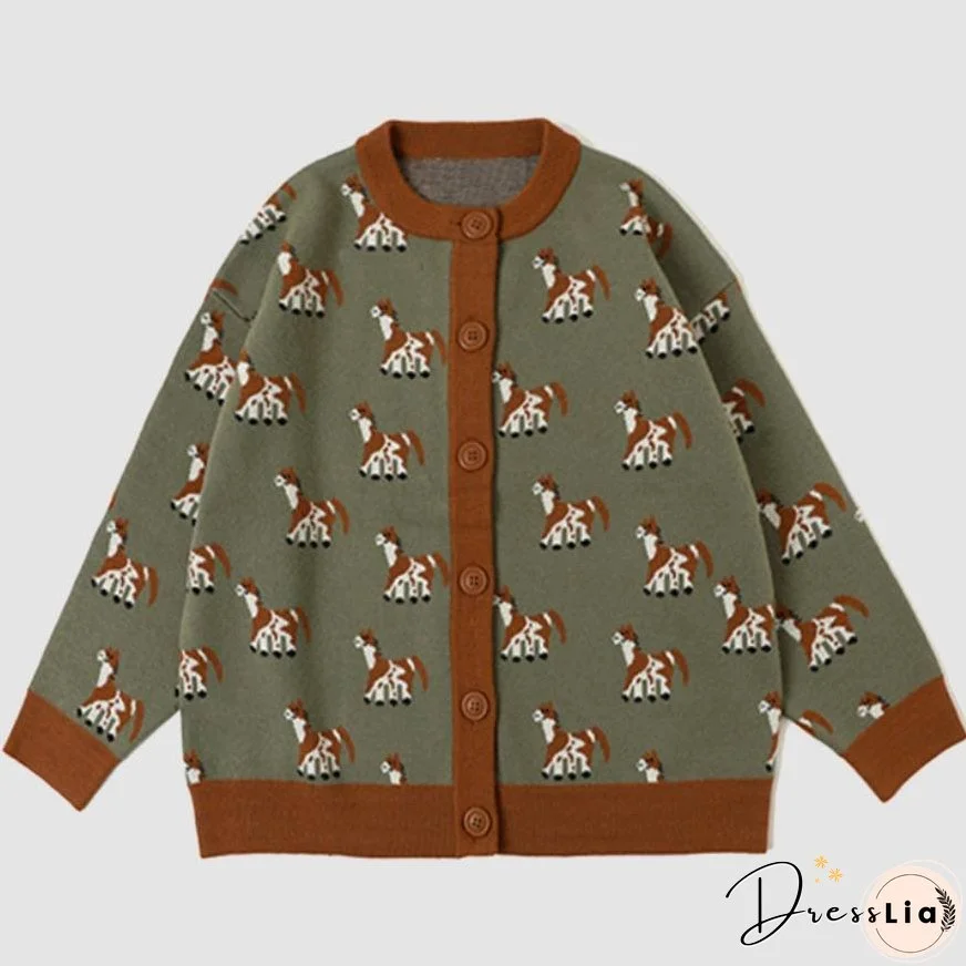 Cute Dog Pattern Cardigan Sweater