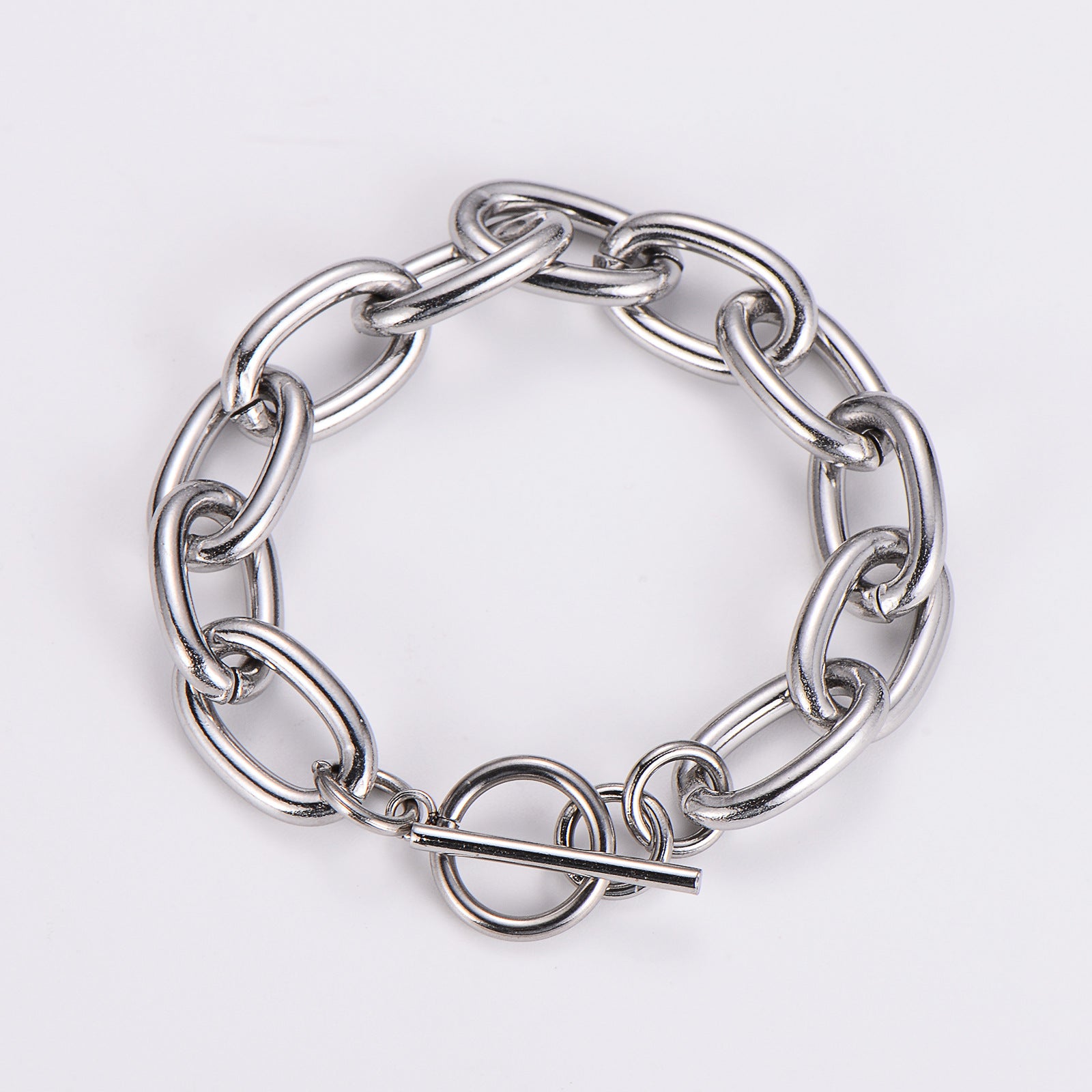 Aml Stainless Steel 12Mm O-Shaped Chain Bracelet Female Retro Trend Hip-Hop Bracelet Necklace