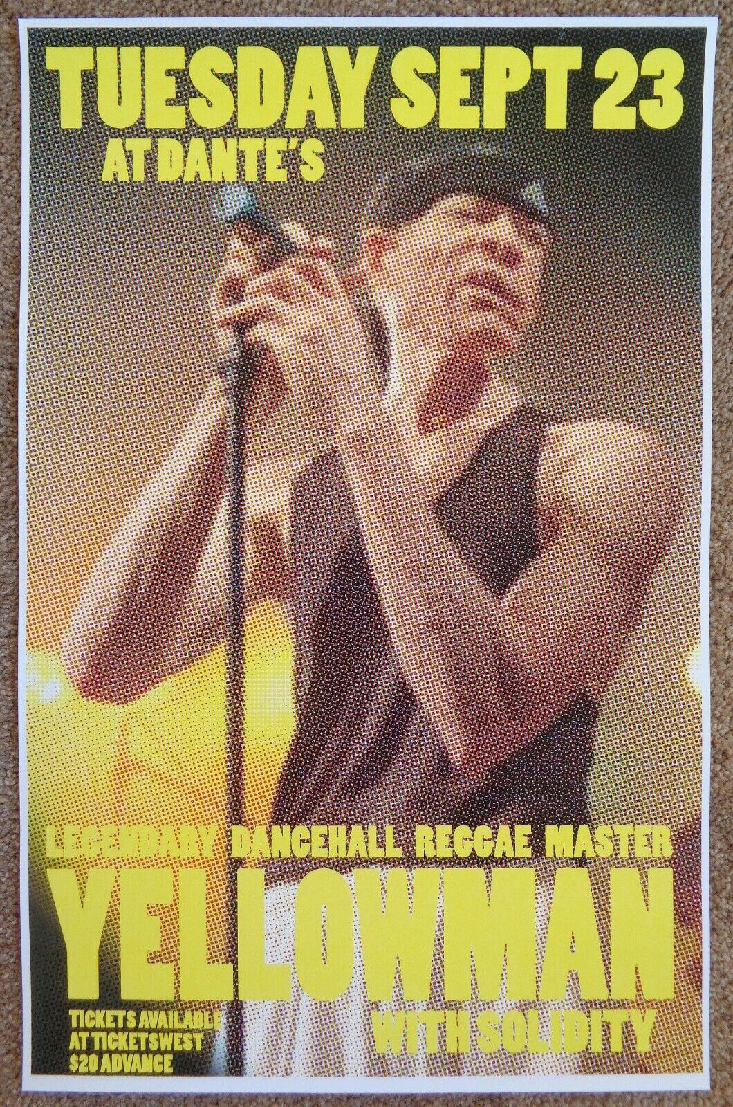 YELLOWMAN 2008 Gig POSTER Portland Oregon Concert