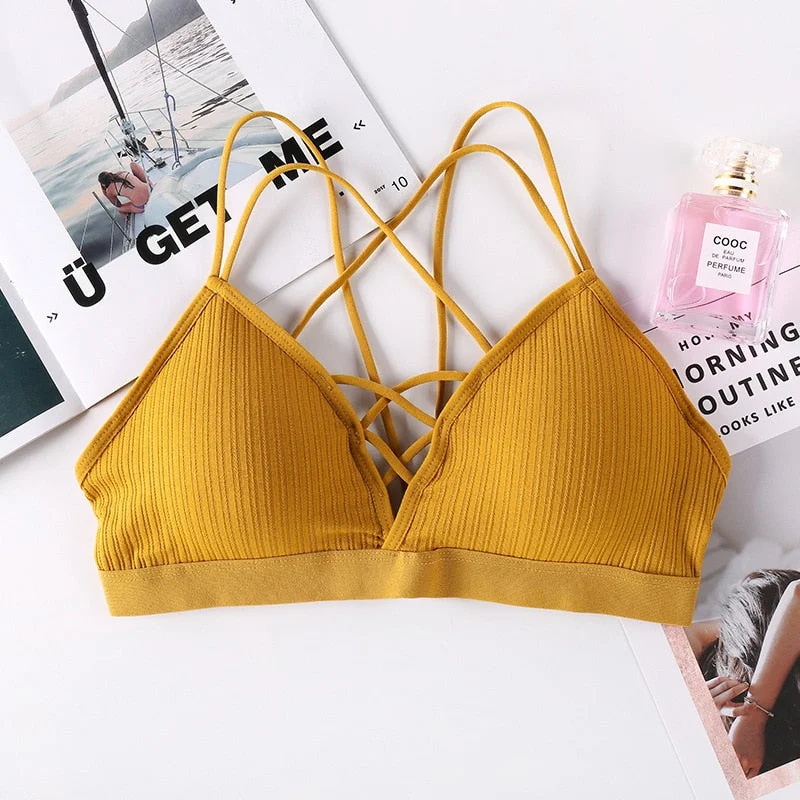 Sexy elastic rally bra push chest bra summer anti-glare Korean version wild steel tube bra sexy no steel ring bra