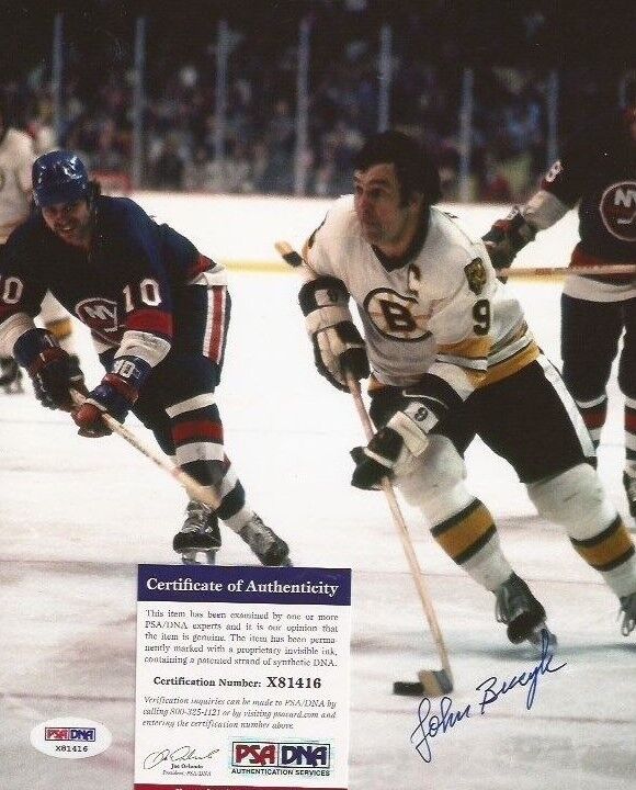 Johnny Bucyk signed Boston Bruins 8x10 Photo Poster painting autographed HOF PSA X81416