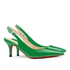 Women's 60mm Kitten Heel Slingback Red Bottom Pumps Patent Wedding Shoes
