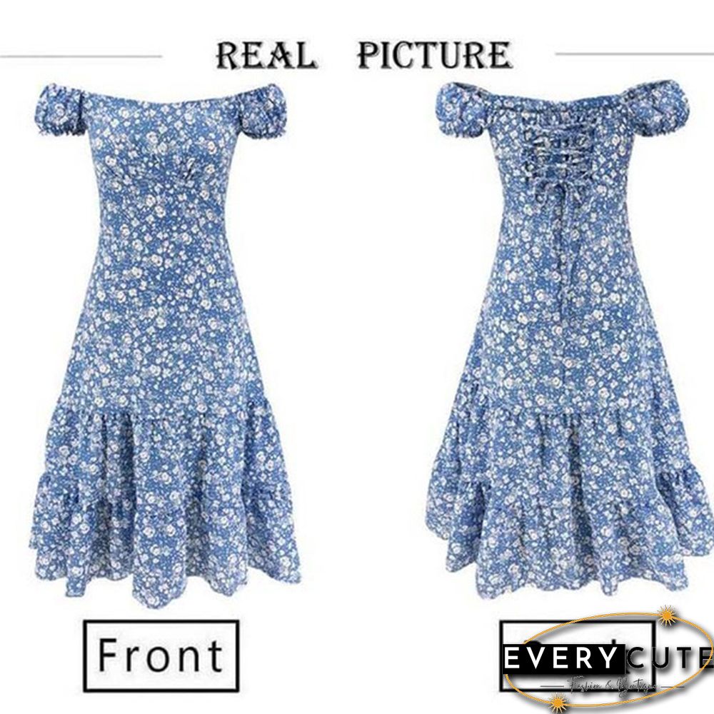 Summer Fashion Boho Long Dress Slash Neck Off The Shoulder Floral Print Casual Women Dresses