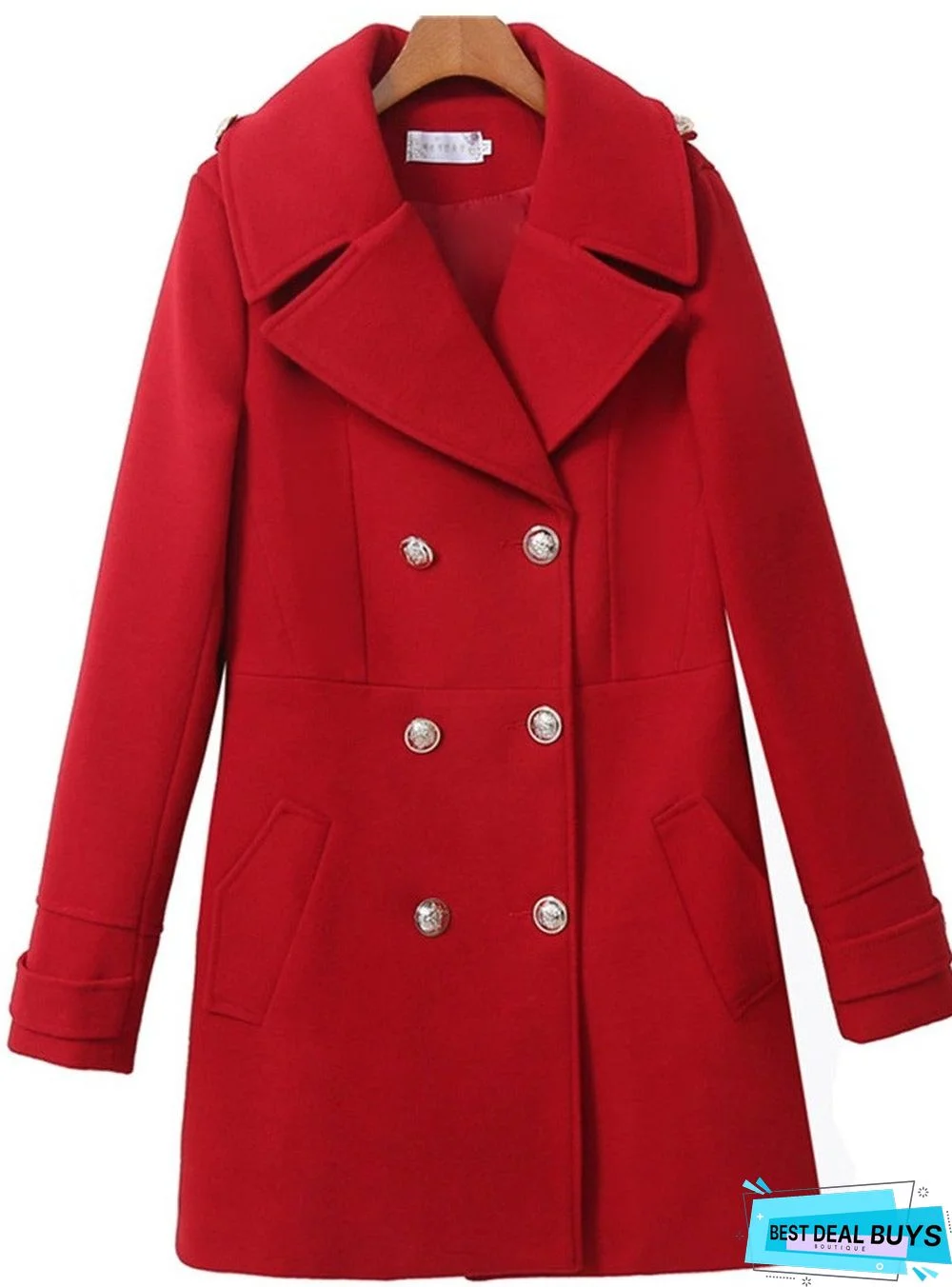 Woolen Women's Coat Double-Breasted Women's Coat