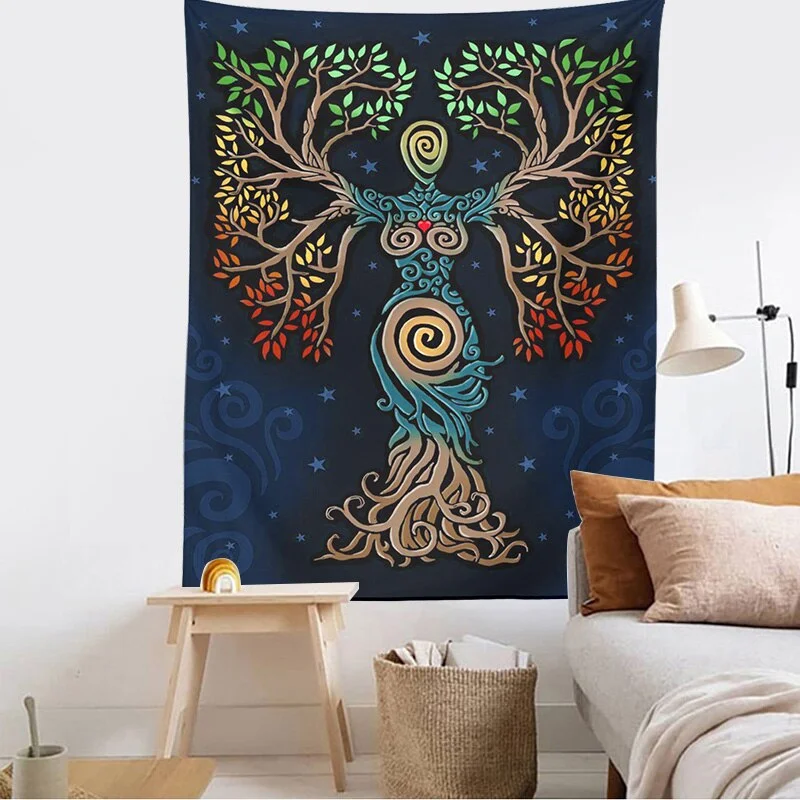 Tree of Life Wall Decor Picnic Mat Bedspread Sheet Wall Decoration Room Decor Tapestry Art Tarot Mysterious Wall Art Dorm Room