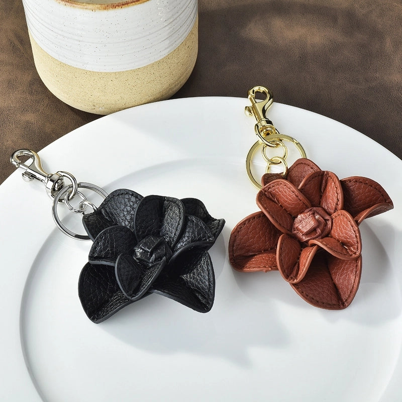 Streetwear Flower Pu Leather Alloy Women’s Bag Pendant Keychain