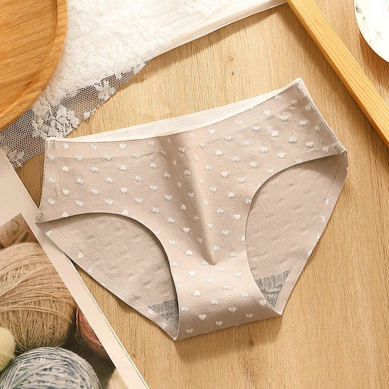 Women Cotton Underwear Panties Sexy Traceless Briefs Mid Waist Printing Panties Ladies Solid Color Underpants Cute Girl Lingerie