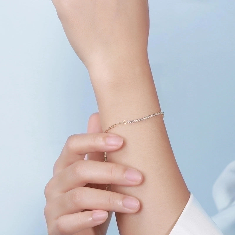 1 Piece Minimalist Geometric Solid Color Sterling Silver Plating Inlay Zircon 14k Gold Plated Bracelets