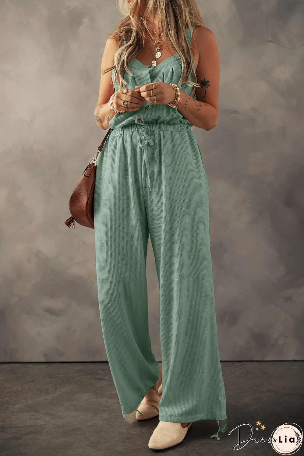 Knotted Straps Drawstring Jumpsuit