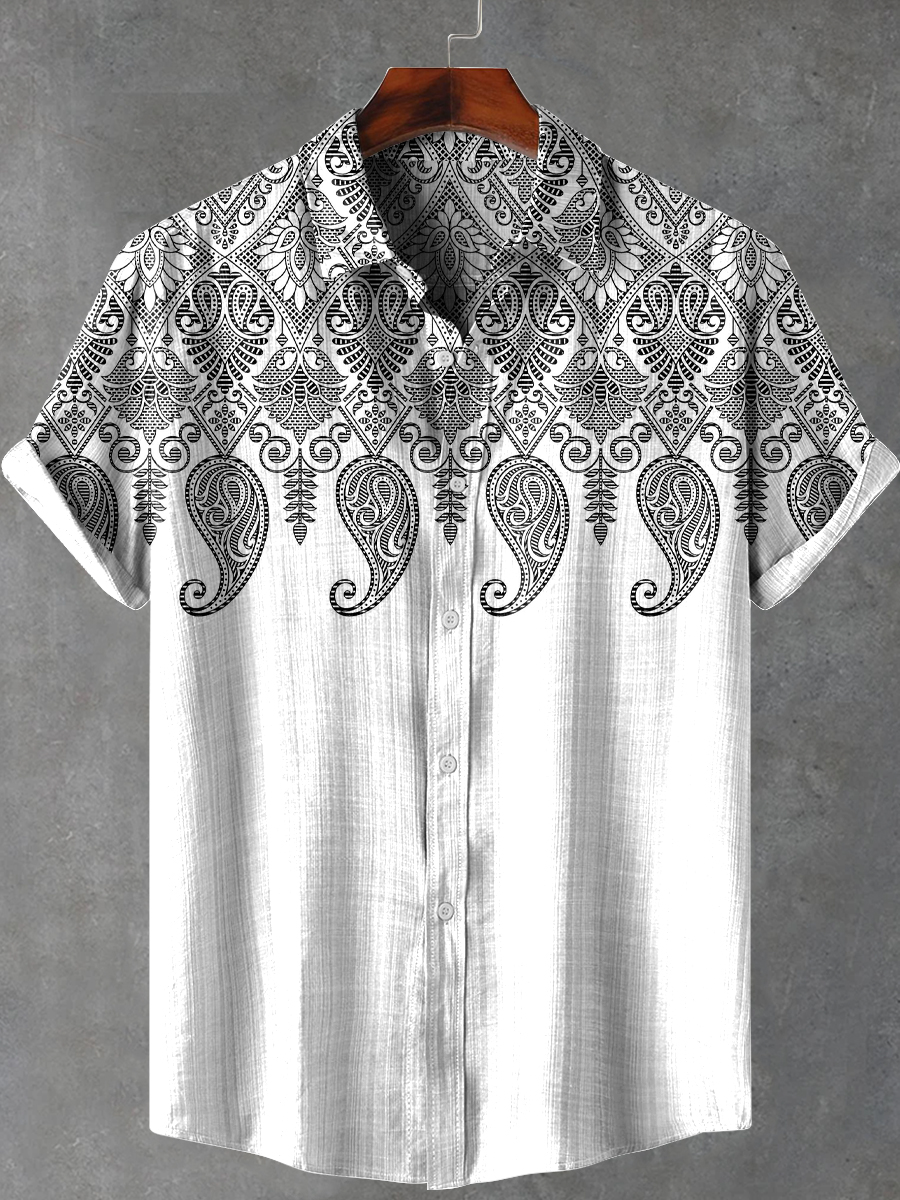 Bohemian Retro Art Print Casual 100% Cotton Shirt