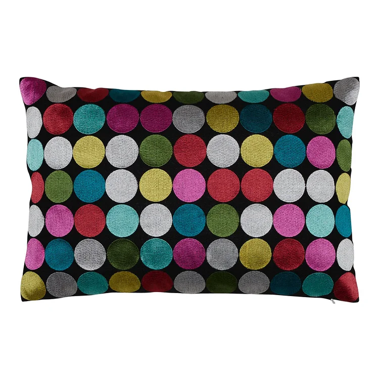 Polka Dots Rectangle 55x35cm Embroidered Cushion Cover